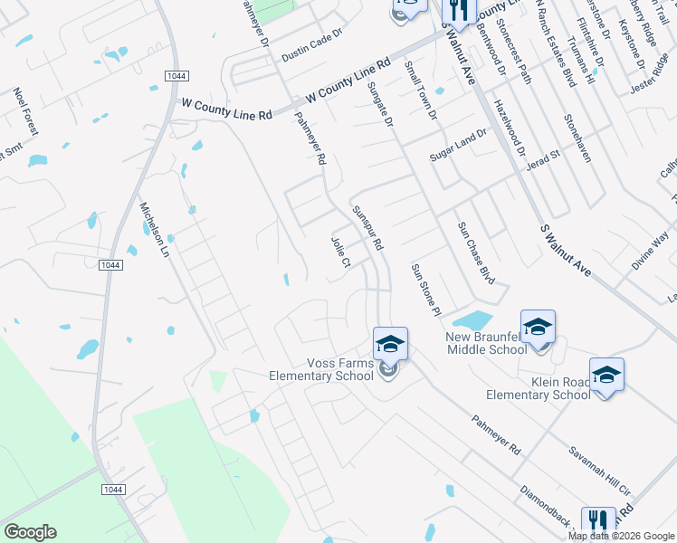 map of restaurants, bars, coffee shops, grocery stores, and more near 1774 Strawberry Field in New Braunfels