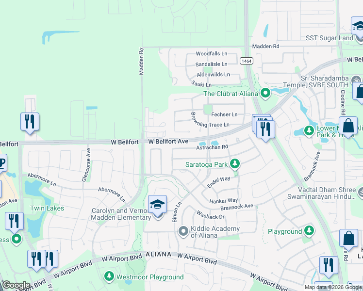 map of restaurants, bars, coffee shops, grocery stores, and more near 17614 Astrachan Road in Richmond