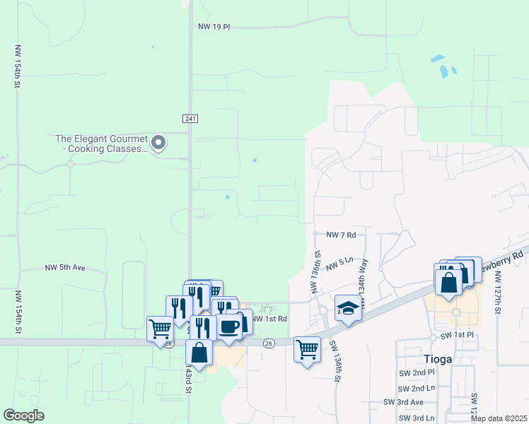 map of restaurants, bars, coffee shops, grocery stores, and more near 13738 Northwest 9th Road in Newberry