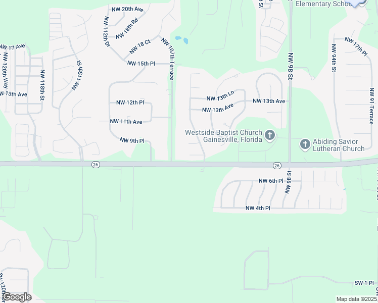 map of restaurants, bars, coffee shops, grocery stores, and more near 10648 Northwest 9 Avenue in Gainesville