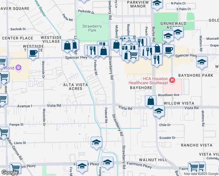 map of restaurants, bars, coffee shops, grocery stores, and more near 3329 Federal Road in Pasadena