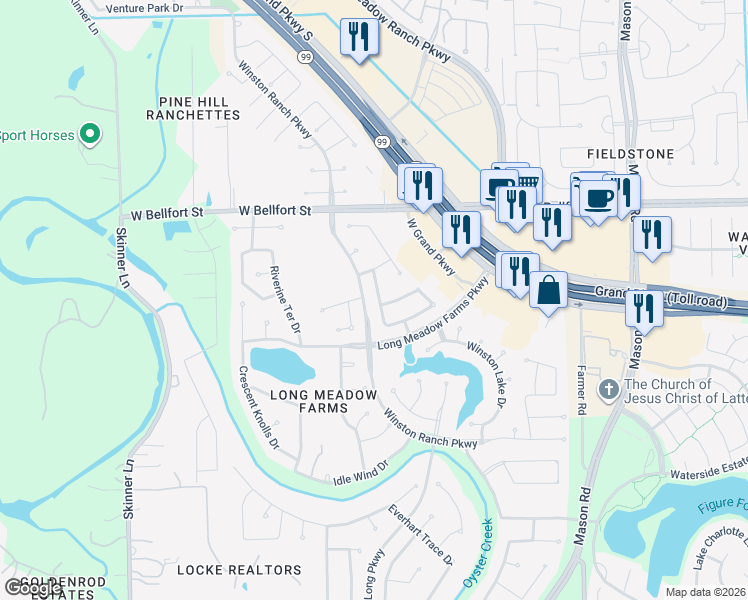 map of restaurants, bars, coffee shops, grocery stores, and more near 8014 Prairie Sage Drive in Richmond
