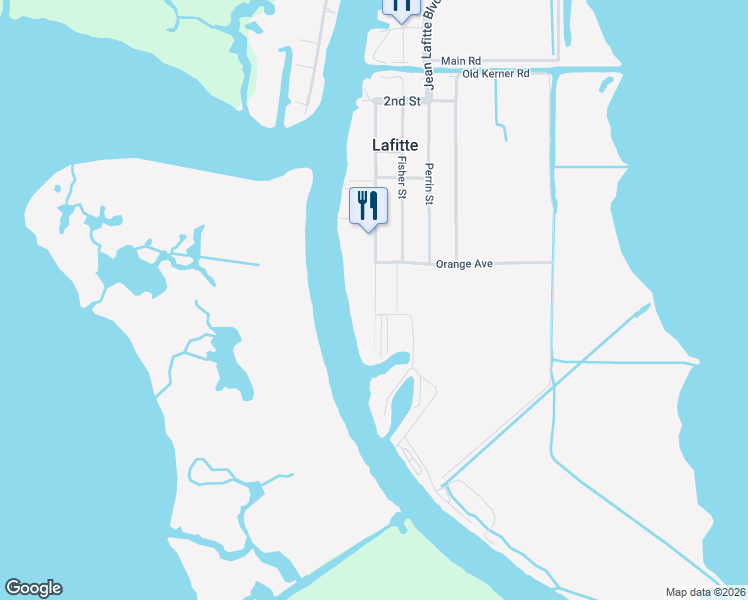 map of restaurants, bars, coffee shops, grocery stores, and more near 5770 Jean Lafitte Boulevard in Lafitte