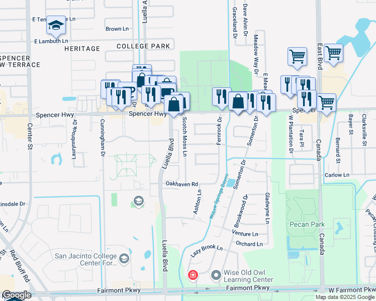 map of restaurants, bars, coffee shops, grocery stores, and more near 8403 Avington Road in La Porte