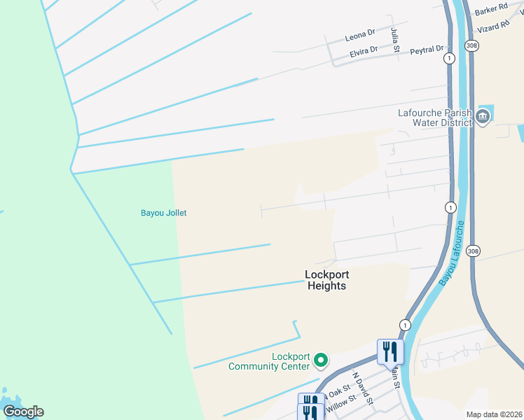 map of restaurants, bars, coffee shops, grocery stores, and more near 399 Country Village Drive in Raceland