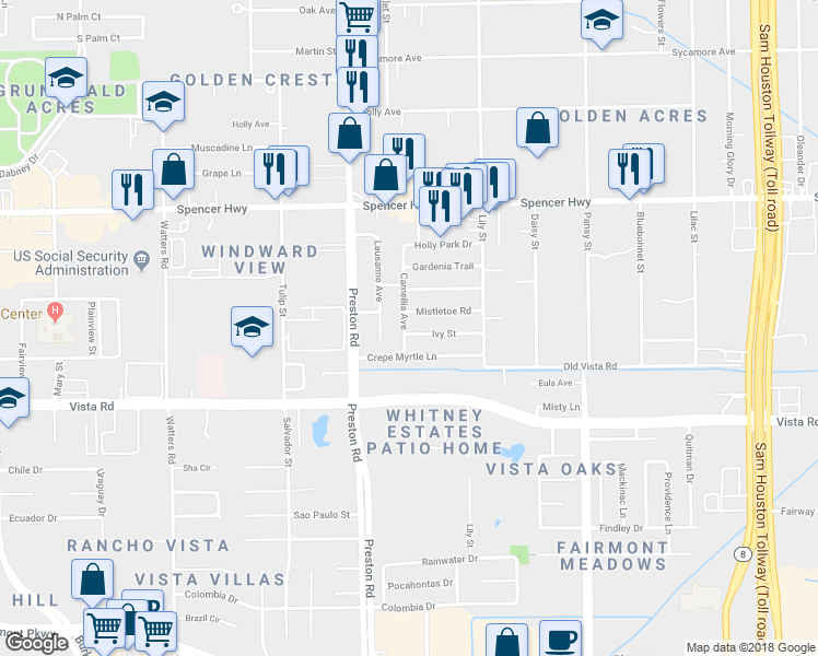 map of restaurants, bars, coffee shops, grocery stores, and more near 4801 Ivy Street in Pasadena
