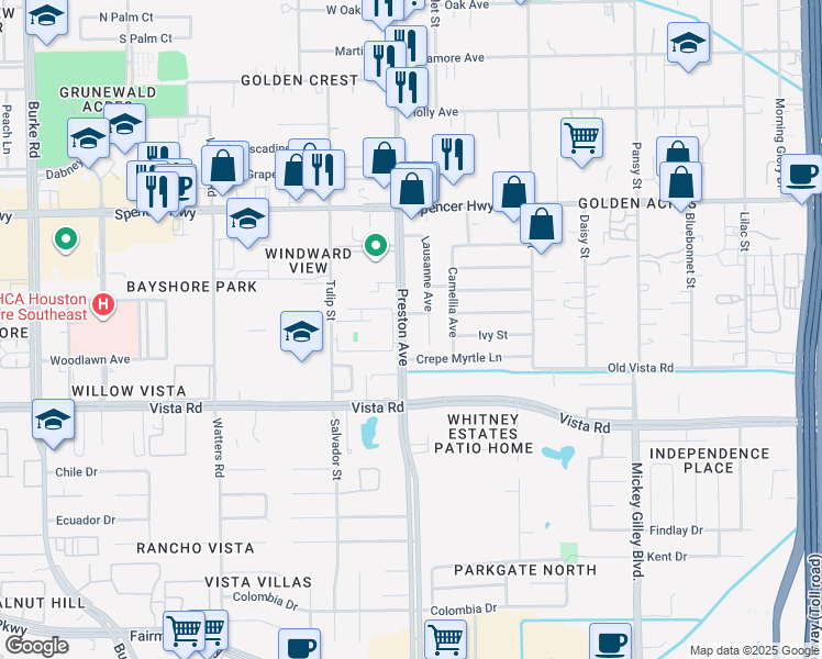 map of restaurants, bars, coffee shops, grocery stores, and more near 3407 Preston Avenue in Pasadena