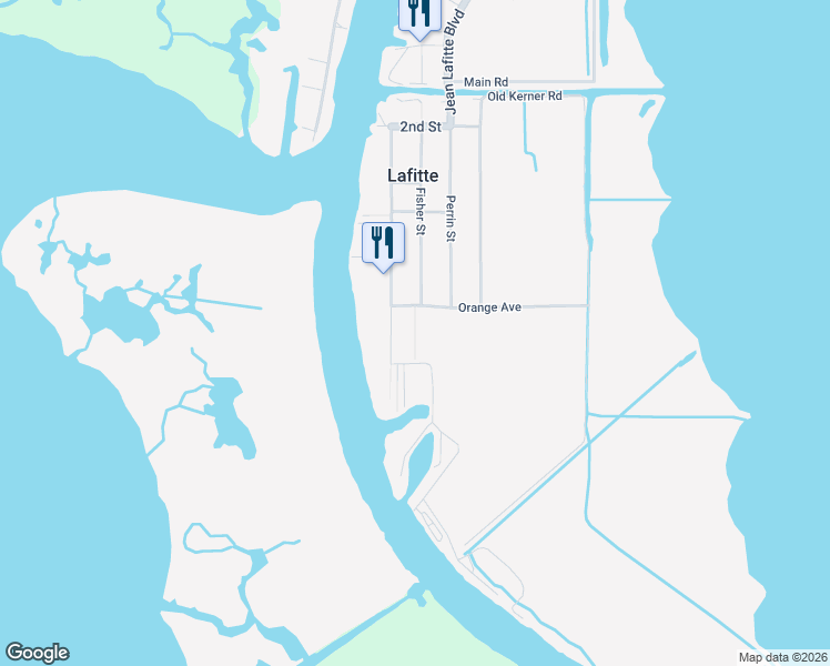 map of restaurants, bars, coffee shops, grocery stores, and more near Lisa Street in Lafitte