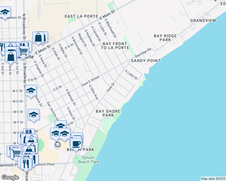 map of restaurants, bars, coffee shops, grocery stores, and more near 706 South Nugent Street in La Porte