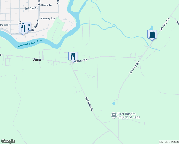 map of restaurants, bars, coffee shops, grocery stores, and more near 92 Southwest 292 Avenue in Steinhatchee