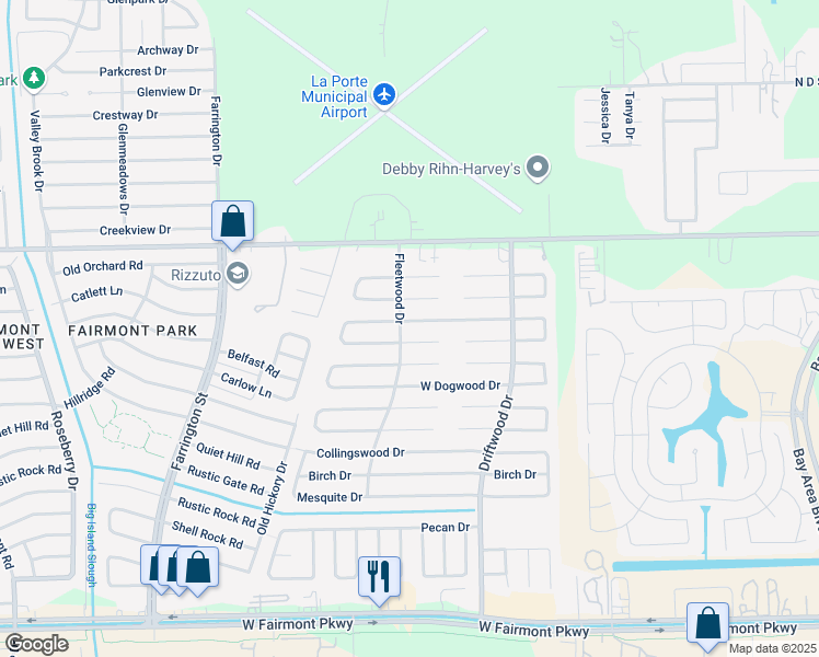 map of restaurants, bars, coffee shops, grocery stores, and more near 10848 Sycamore Drive South in La Porte