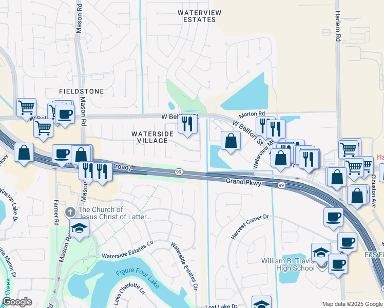 map of restaurants, bars, coffee shops, grocery stores, and more near 1407 McGee Lake Court in Richmond