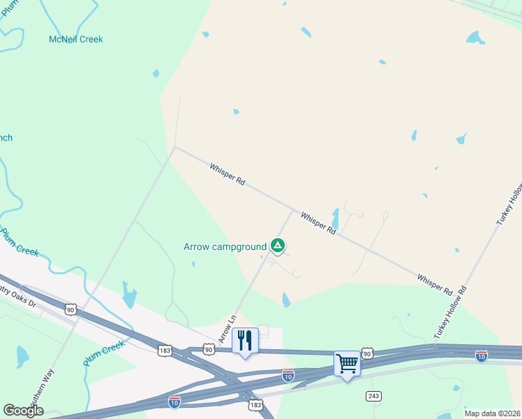 map of restaurants, bars, coffee shops, grocery stores, and more near 1175 Whisper Road in Luling