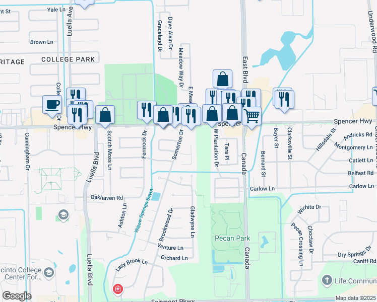 map of restaurants, bars, coffee shops, grocery stores, and more near 3110 Gladwyne Lane in La Porte