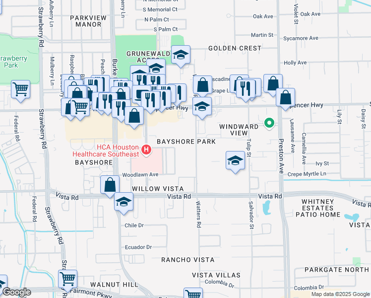 map of restaurants, bars, coffee shops, grocery stores, and more near 3326 Watters Road in Pasadena