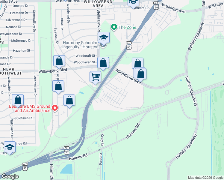map of restaurants, bars, coffee shops, grocery stores, and more near 3717 Main Aspen Drive in Houston