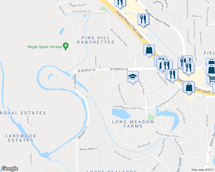 map of restaurants, bars, coffee shops, grocery stores, and more near 21419 Beverly Chase Drive in Richmond