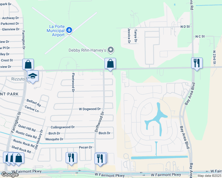 map of restaurants, bars, coffee shops, grocery stores, and more near 11009 Spruce Drive North in La Porte