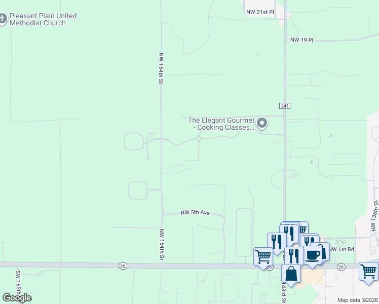 map of restaurants, bars, coffee shops, grocery stores, and more near 15135 Northwest 11th Place in Newberry