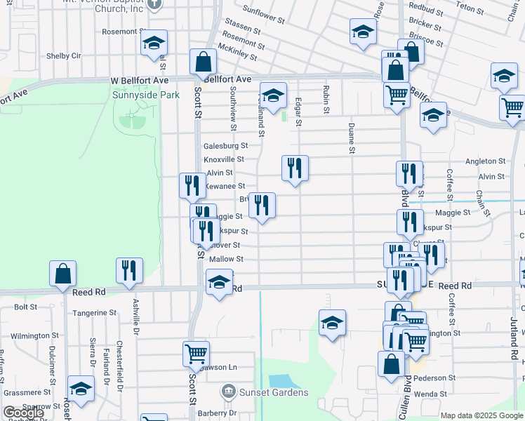 map of restaurants, bars, coffee shops, grocery stores, and more near 4304 Maggie St in Houston
