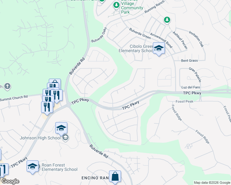 map of restaurants, bars, coffee shops, grocery stores, and more near 23711 Sunset Ridge in San Antonio