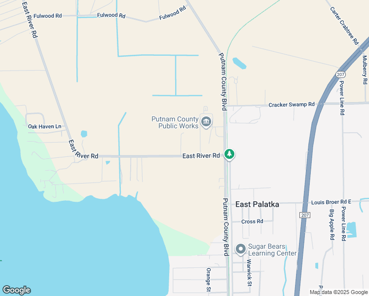 map of restaurants, bars, coffee shops, grocery stores, and more near 102 Cantrell Lane in East Palatka