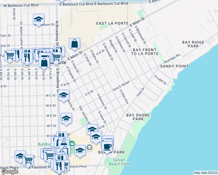 map of restaurants, bars, coffee shops, grocery stores, and more near 514 South Idaho Street in La Porte