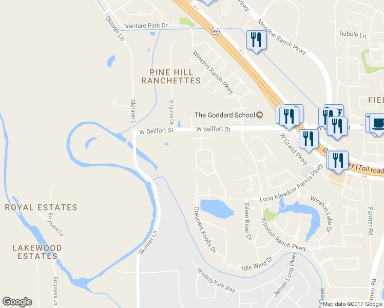map of restaurants, bars, coffee shops, grocery stores, and more near 21427 Beverly Chase Drive in Richmond