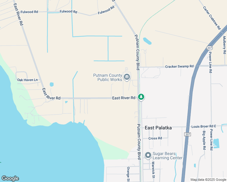 map of restaurants, bars, coffee shops, grocery stores, and more near 102 Cantrell Lane in East Palatka