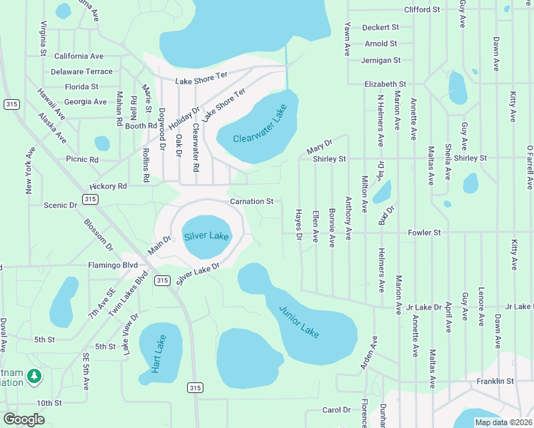map of restaurants, bars, coffee shops, grocery stores, and more near 106 Pansy Street in Interlachen