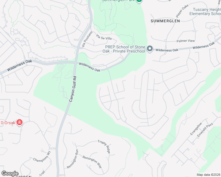 map of restaurants, bars, coffee shops, grocery stores, and more near 23811 Fairway Canyon in San Antonio