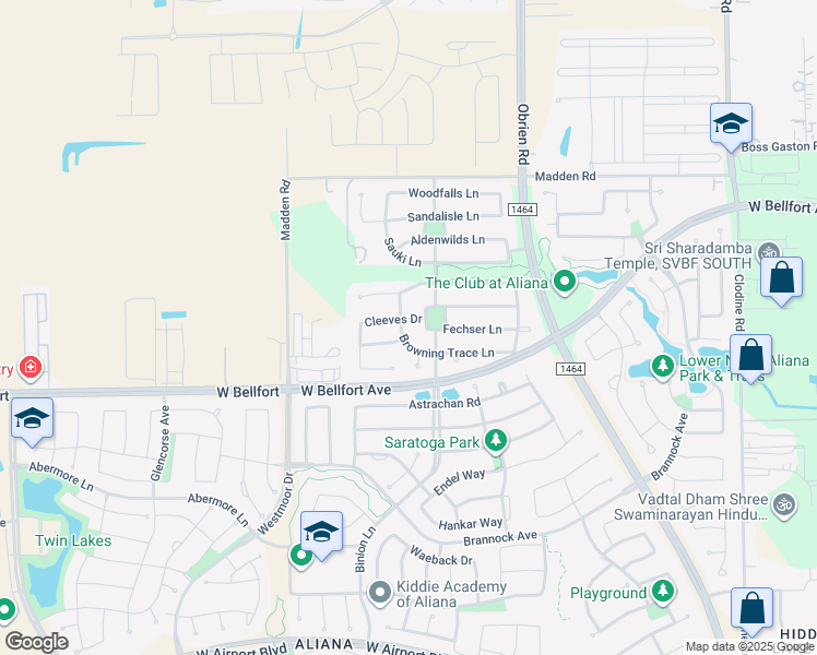 map of restaurants, bars, coffee shops, grocery stores, and more near 17523 Browning Trace Lane in Richmond