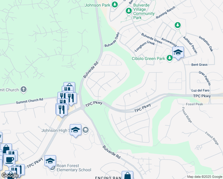 map of restaurants, bars, coffee shops, grocery stores, and more near 24003 Briarbrook Way in San Antonio