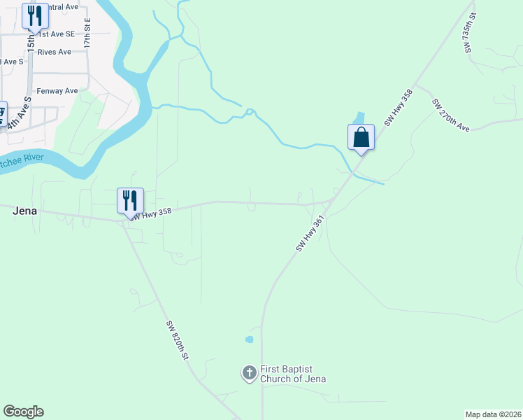 map of restaurants, bars, coffee shops, grocery stores, and more near 4802 County Road 358 in Steinhatchee
