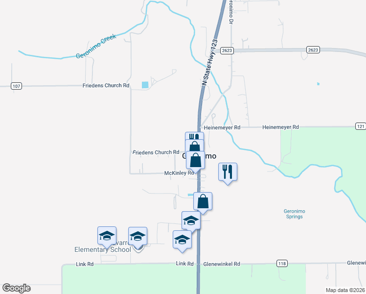 map of restaurants, bars, coffee shops, grocery stores, and more near 6938 Texas 123 in Seguin
