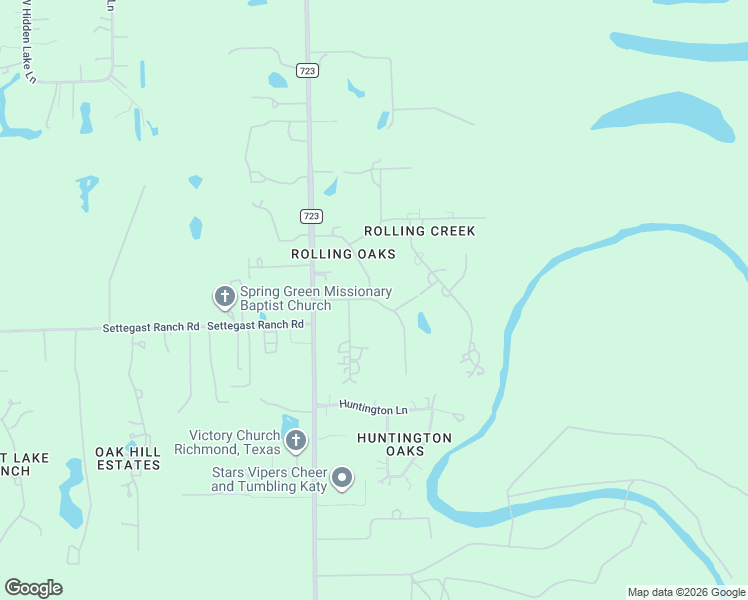 map of restaurants, bars, coffee shops, grocery stores, and more near Rolling Oaks Drive in Fort Bend County