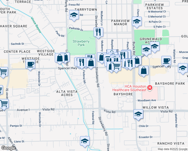 map of restaurants, bars, coffee shops, grocery stores, and more near 3100-3130 Strawberry Road in Pasadena