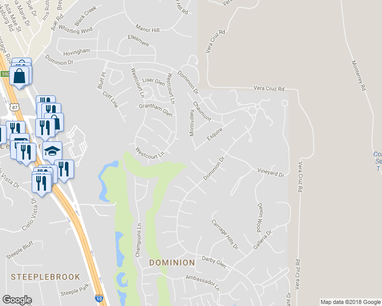 map of restaurants, bars, coffee shops, grocery stores, and more near 3 Montivillers in San Antonio