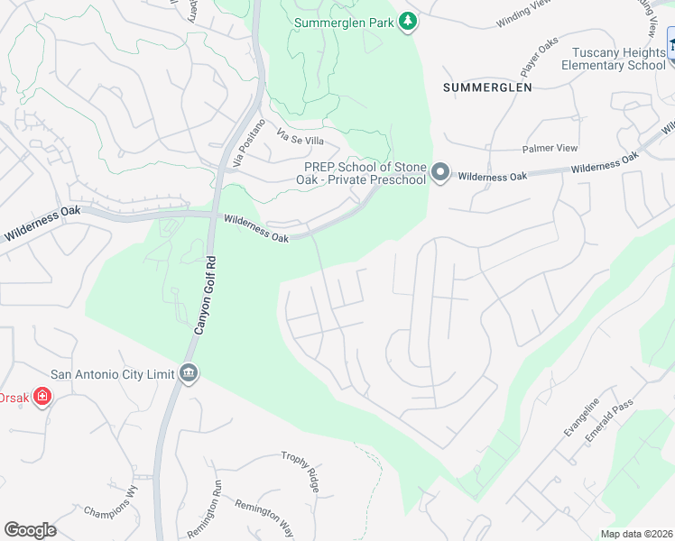 map of restaurants, bars, coffee shops, grocery stores, and more near 23830 Golf Bridge in San Antonio