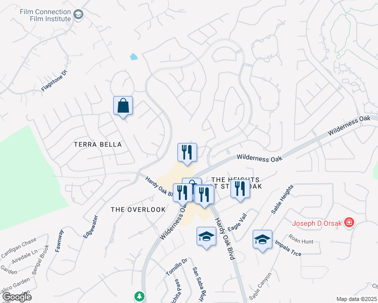 map of restaurants, bars, coffee shops, grocery stores, and more near 23802 Stately Oaks in San Antonio