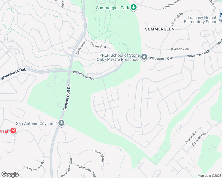 map of restaurants, bars, coffee shops, grocery stores, and more near 23830 Golf Bridge in San Antonio