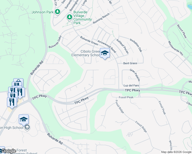 map of restaurants, bars, coffee shops, grocery stores, and more near 3714 Puesta De Sol in San Antonio