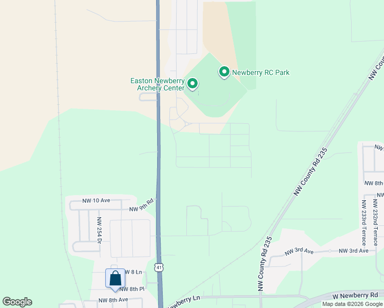 map of restaurants, bars, coffee shops, grocery stores, and more near 24826 Northwest 16th Avenue in Newberry