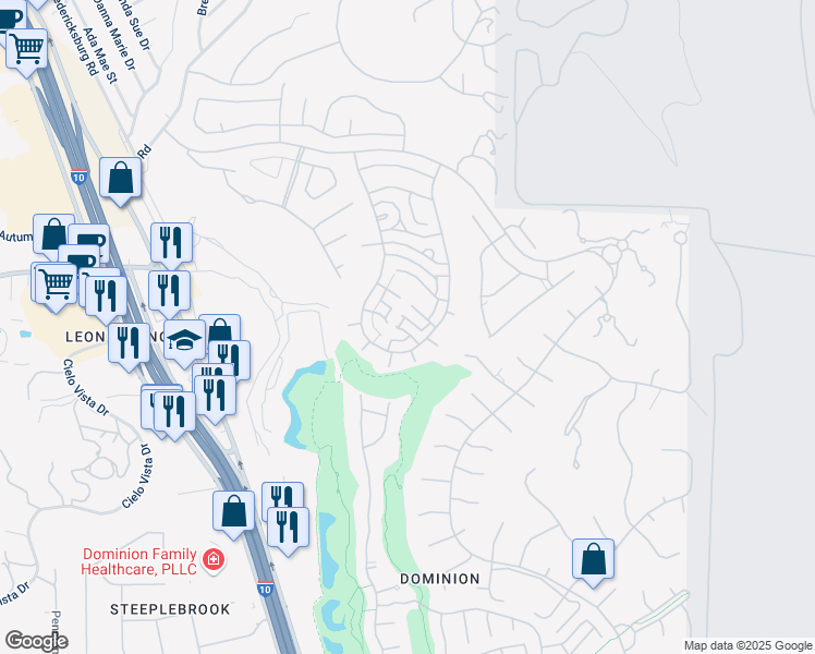 map of restaurants, bars, coffee shops, grocery stores, and more near 6 Somerset Arms in San Antonio