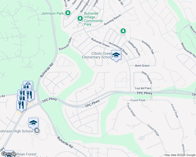 map of restaurants, bars, coffee shops, grocery stores, and more near 3734 Sunset Cliff in San Antonio