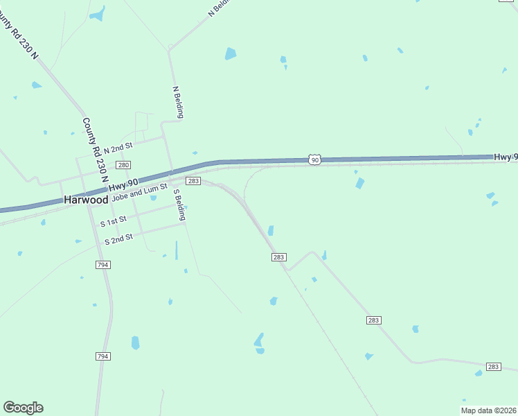 map of restaurants, bars, coffee shops, grocery stores, and more near 7180 County Road 283 in Harwood