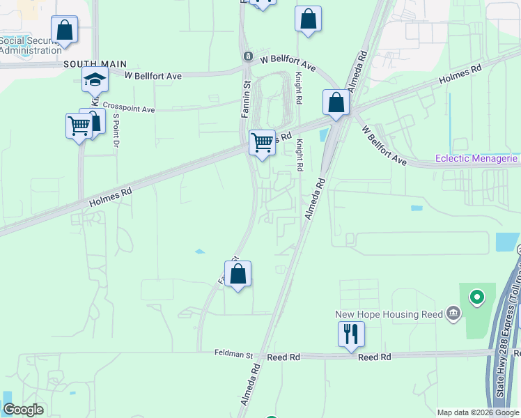 map of restaurants, bars, coffee shops, grocery stores, and more near 2003 Covent Garden Station in Houston