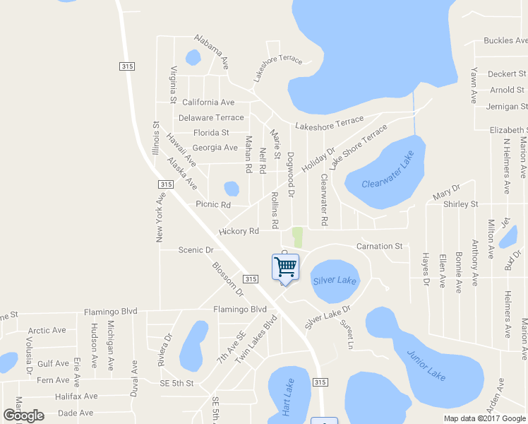 map of restaurants, bars, coffee shops, grocery stores, and more near 108 Miller Road in Interlachen