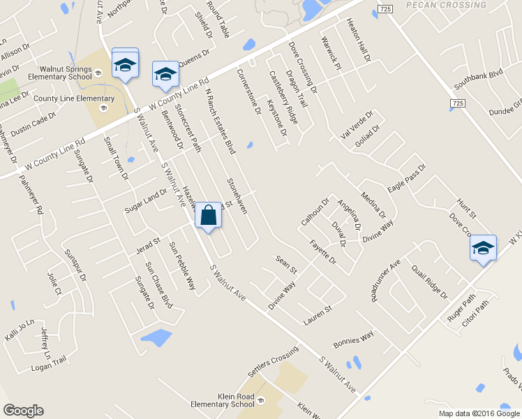 map of restaurants, bars, coffee shops, grocery stores, and more near 2309 N Ranch Estates Blvd in New Braunfels