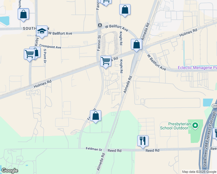 map of restaurants, bars, coffee shops, grocery stores, and more near 2003 Covent Garden Station in Houston
